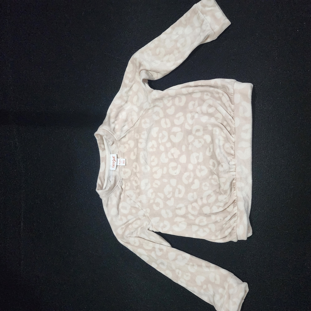 Cat And Jack Kids 4/5 Cozy Cream Leopard Print Kids Top